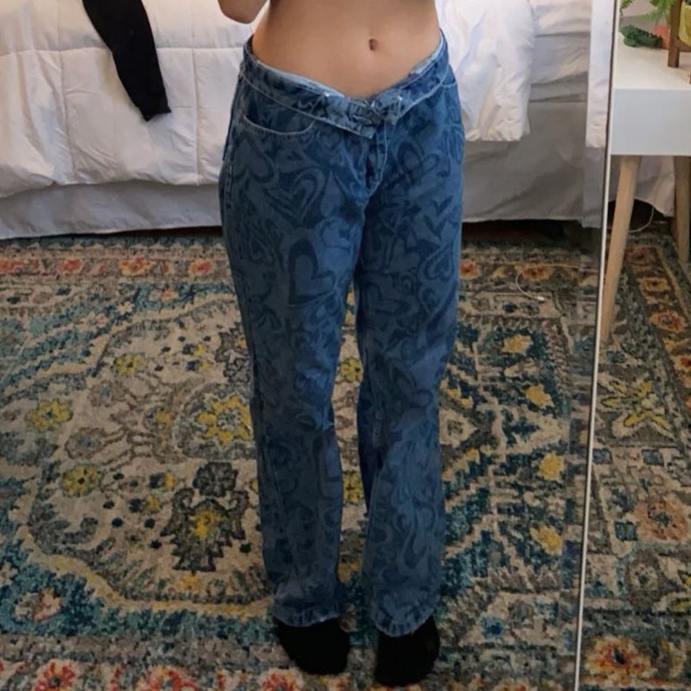💙Blue and navy heart denim jeans from British denim brand Ragged Priest